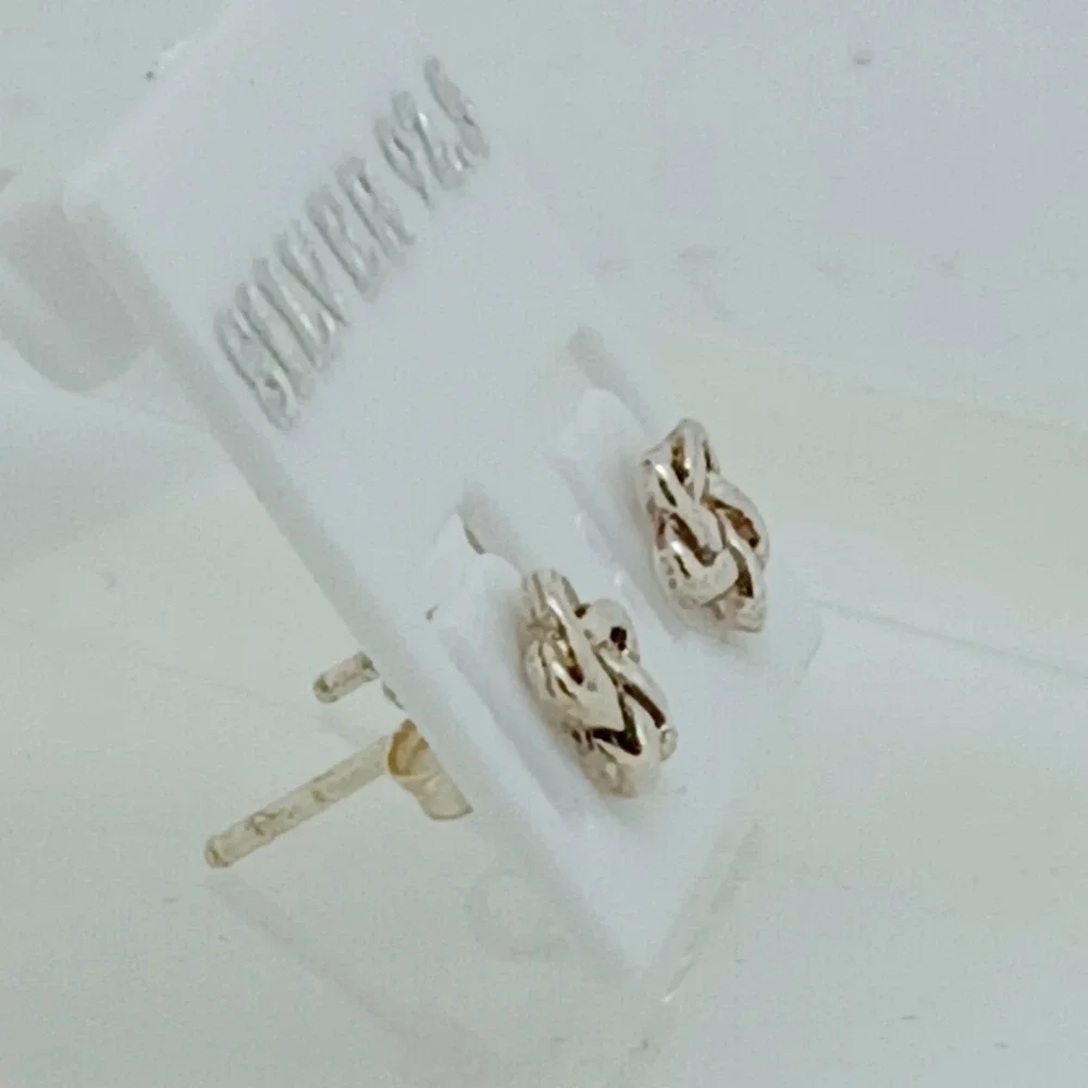 Sterling Silver 925 Celtic Knot Star Stud Earrings Interwoven Geometric Vintage - Picture 8 of 16